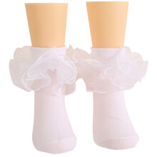 Baby Toddler Girls Ruffle Socks Lace Ruffle Frilly Princess Eyelet Cotton Ankle Dress Socks 3 Pairs for Little Kids White 0-10Y