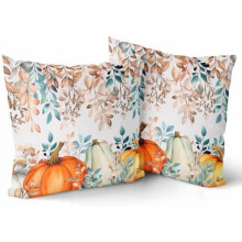 Housses de coussin citrouille d'automne 45 x 45 cm, polyester, lot de 2