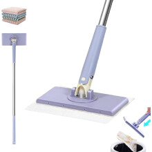 Clever Snap-Grip Mini Mop, Wet/Dry, Auto Cloth Change, Zero-Touch Clip Sweeper, Disposable Dust Mop with 4 Reusable Cloths (36in)