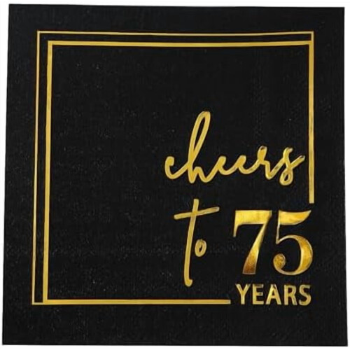 Χαρτοπετσέτες κοκτέιλ με λάμψη σε μαύρο και χρυσό χρώμα, 50 τεμάχια