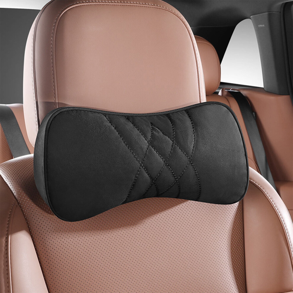 Ankereame Embroidered Leather Velvet Car Headrest Beige 9178400497346