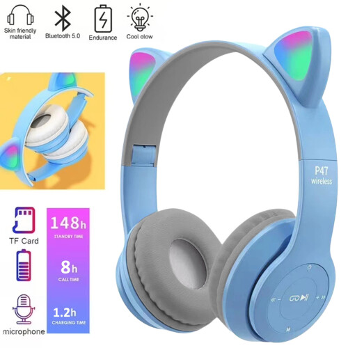 Ακουστικά Bluetooth LED με αυτιά γάτας