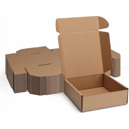 Pacote com 50 caixas de papelão ondulado pequenas de 15 x 15 x 5 cm (6 x 6 x 2 polegadas) para envio postal, na cor marrom.