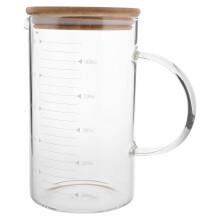 Jarra medidora de vidro com alça e tampa, 1,5L