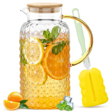 Brocca per acqua in vetro borosilicato da 64 once con coperchio
