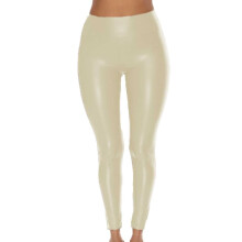 Legging taille haute en similicuir pour femme VERUGU, pantalon de yoga gainant et galbant, beige, taille 3XL