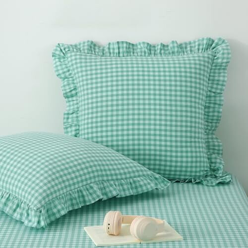 Față de pernă cu model Gingham roșu și alb, 20x54in
