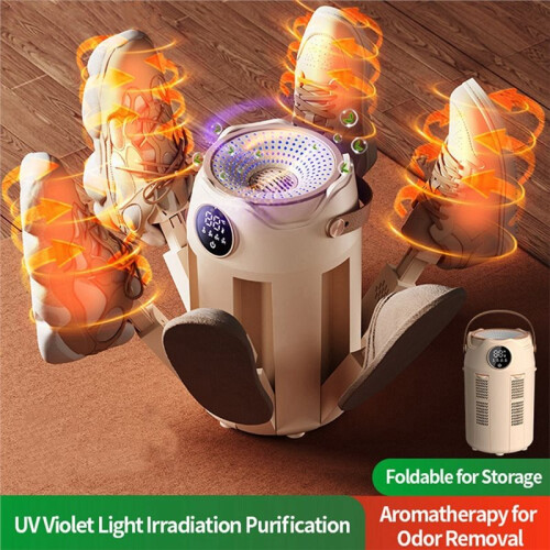 Portable Foldable Electric Shoe Dryer Fast Drying Shoe Dryer with Timer Adjustable Temperature Compact Khaki EU Plug 1