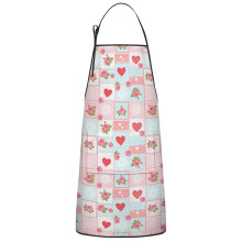 Floral Print Cotton Linen Apron with Pockets 33x27 Inch