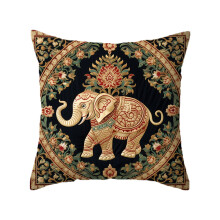 Vintage kussenhoes met olifantenprint, bohemian stijl, polyester, 18x18 inch