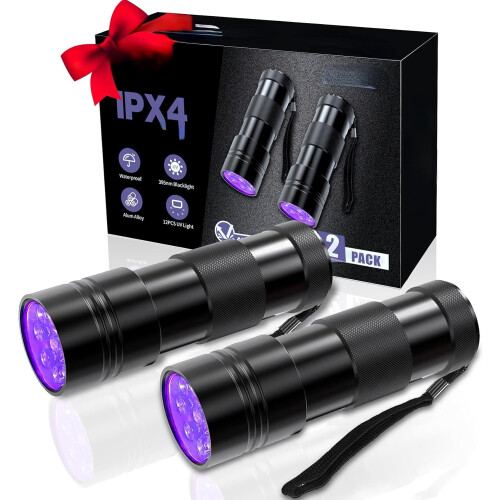 Lanterna UV 395nm com 12 LEDs (Pacote com 4)
