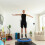 Sammenfoldelig fitnesstrampolin, blå-sort, indendørs træningstrampolinrebounder 2
