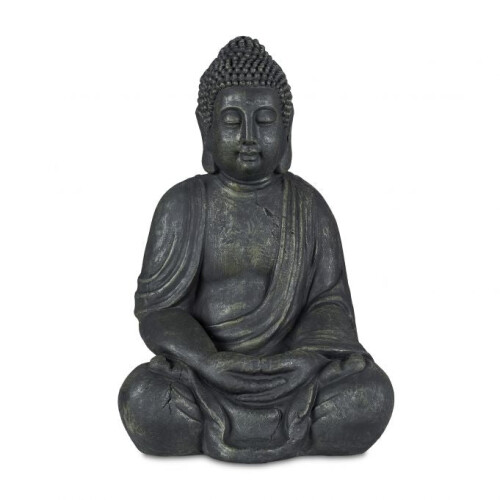 Grå Buddhastaty som ser vintage ut 70 cm 1