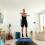 Sammenfoldelig fitnesstrampolin, blå-sort, indendørs træningstrampolinrebounder 15