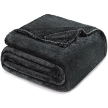 Fleece tæppe queen size til seng, super blødt og varmt, brug hele sæsonen, hyggeligt, plys, let, 90x90 tommer, mørkegrå