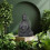 Grå Buddhastaty som ser vintage ut 70 cm 13