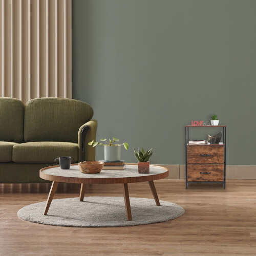 Natbord i industriel stil med skuffe 2