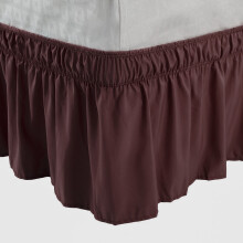 Bettrock aus Polyester mit Staubrüsche, bordeauxrot, 38 cm Fallhöhe, Queen-Size