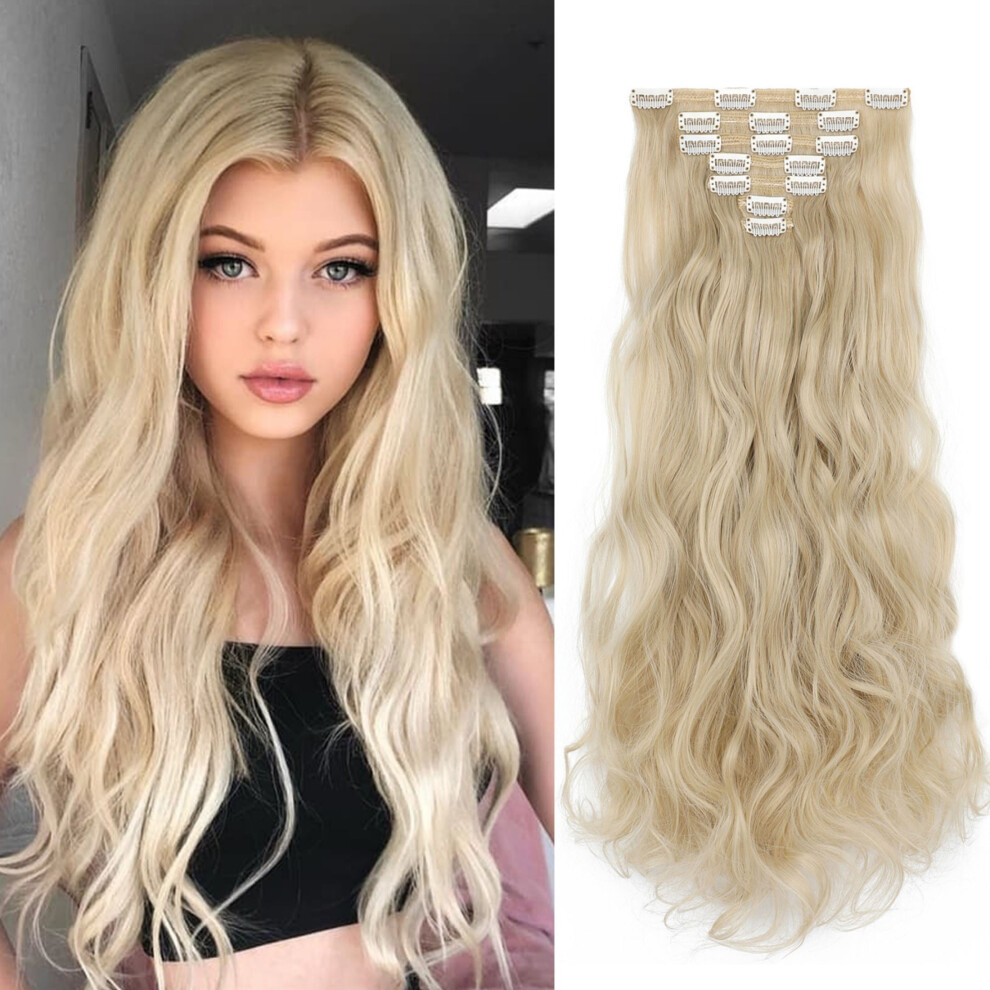 Synthetic Clip-in Hair Extensions Long Wavy Straight 7 pcs