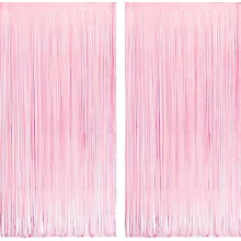 Cortina de fundo com franjas metalizadas rosa pastel (pacote com 2)