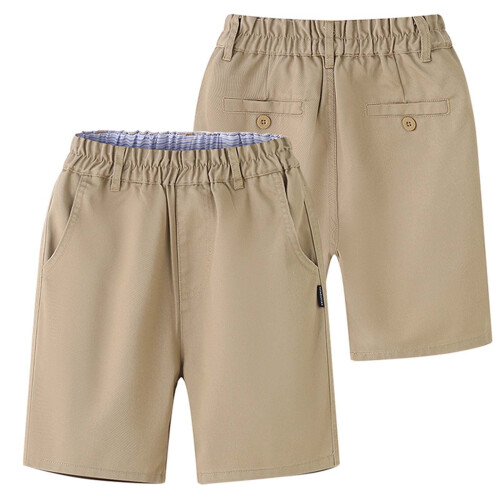 Gutte Khaki Shorts Elastisk Midje Lett