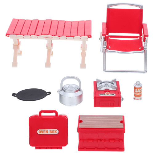 Rött plastdockhus campinglekset – 1 set