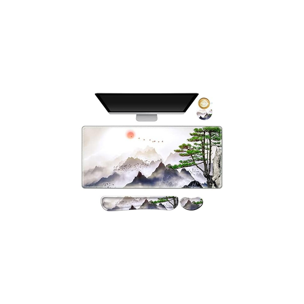 Xxl Gaming Mouse Pad Set With Wrist Rest And Coaster 9450273255620