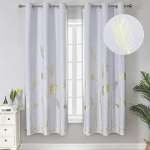 Blackout Curtains 52x84 in, Gold Wheat & Palm Leaf Design