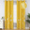 Yellow blackout curtains 42x84 inch silver palm tree 1