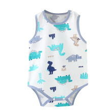 Tenues décontractées pour nouveau-né fille, grenouillères d'été pour nouveau-né, pyjamas bleus sans manches en coton imprimé mignon pour