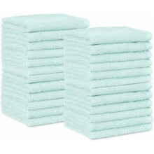 face Towels for bathroom, 100% Cotton Extra Absorbent washcloth, Fast Drying - salon towel - 24 Pack Ice Blue (12 x 12 inches)