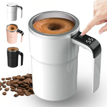 380 ml elektrisk kaffekrus med LCD-termometer, oppladbar rørekopp, 304 rustfritt stål, kompatibel med kaffebrygging