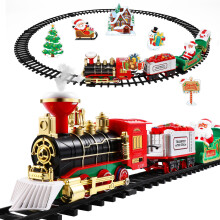 Toyvian Christmas electric train set with sound and lights,