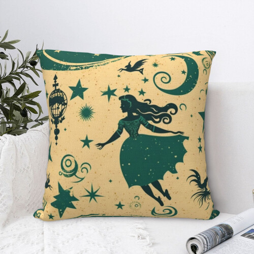 Housse de coussin décorative sorcière d'Halloween rustique 45 x 45 cm