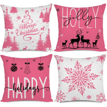 Capas de Almofada de Natal 50x50cm, Pelúcia Curta, Conjunto de 4