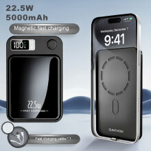 Bezdrôtová magnetická powerbanka MHX10000mAh, rýchle nabíjanie 22,5 W PD20 W s LED displejom, kompatibilná s iPhone 15/14/13/12 a Androidom