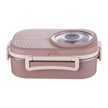 Boîte à lunch isotherme en acier inoxydable pour employés de bureau et étudiants, avec bol à soupe intégré et compartiment pour vaisselle.