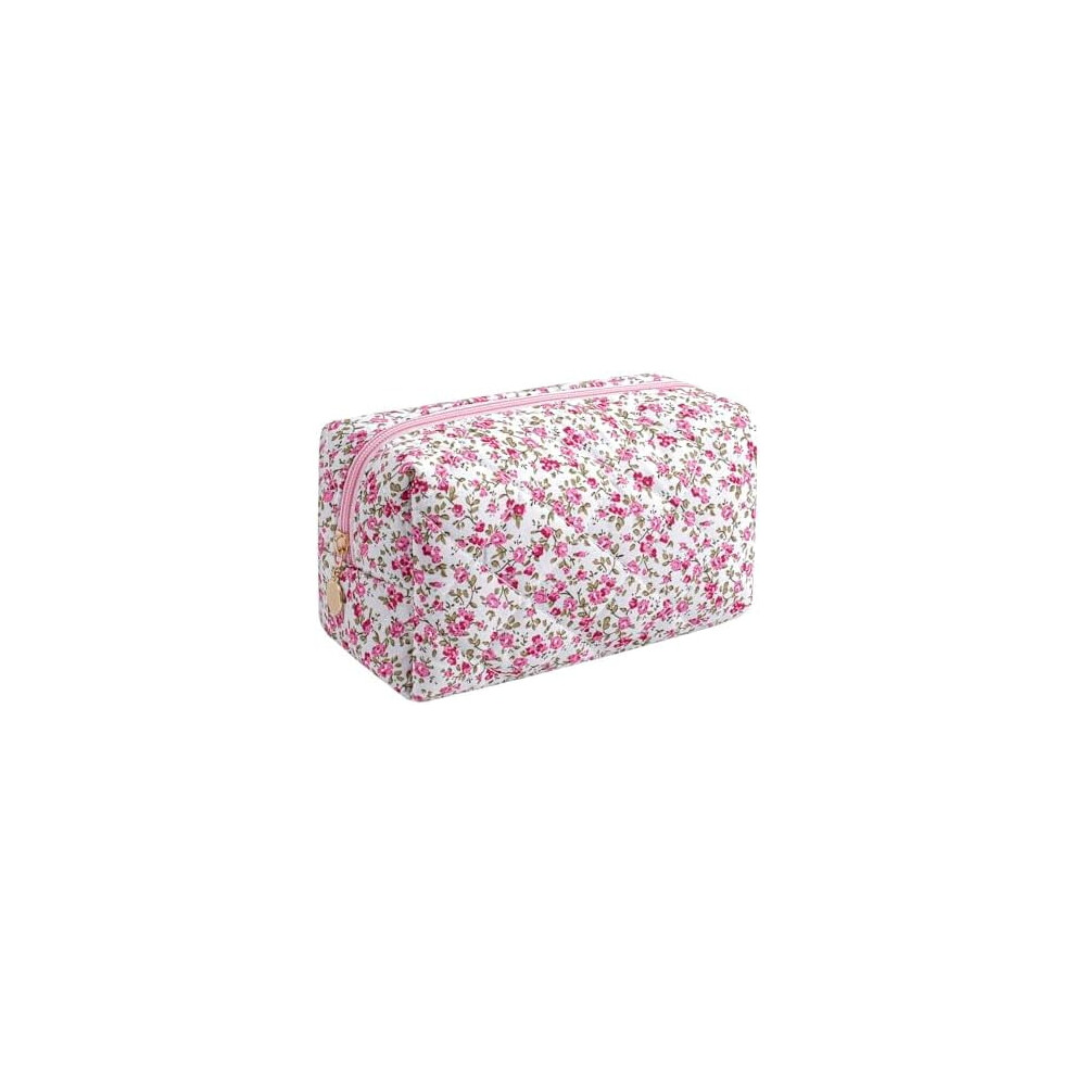 Red Floral Makeup Bag for Women â Zippered Travel Pouch