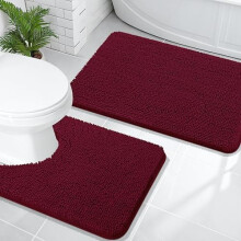 Zestaw 2 dywaników łazienkowych Chenille – mata toaletowa w kształcie litery U, nadająca się do prania w pralce (24" x 16" + 24" x 20",