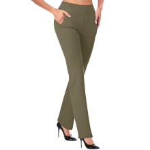 Fashion Women'S Pants Casual Temperament Solid Color Knitted Micro Pull Slim Flare Trousers Skinny,Green