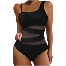 Costume da bagno bikini a due pezzi da donna Kukoosong a vita alta con spalline sottili e reggiseno di supporto - tinta unita, sobrio ed elegante