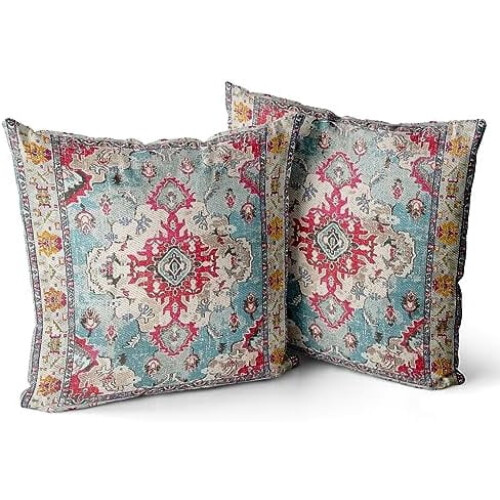 Μαξιλαροθήκες boho από βαμβάκι 16x16 ιντσών, σετ 2 τεμαχίων
