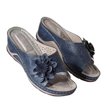 Ciabatte LoyisVidion con motivo floreale a bocca di pesce - Collezione donna Fish Mouth, sandali ortopedici con plantare in morbida pelle e supporto