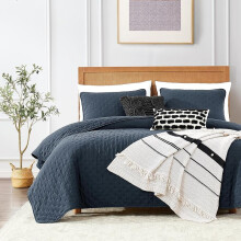 Ensemble de courtepointe beige surdimensionné pour lit Cal King (3 pièces, 118 x 106 po), couvre-lit léger en microfibre et 2 taies d'oreiller