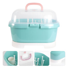 Caja de almacenamiento para biberones con tapa para uso doméstico y exterior. Fabricada en material PP. Color verde. 7,8 x 5,9 x 11,8 pulgadas.
