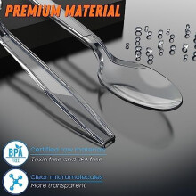 Set de tacâmuri din plastic transparent, rezistent, cu 168 de piese