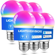 6-Pack Smart Light Bulbs Compatible with Alexa/Google Home/Smart Life, RGBCW, CRI>90, 2.4G WiFi & Bluetooth, ETL Listed