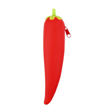 Kreativt silikonpennal med rød paprika og banan – søtt, stor frukt-/grønnsaksdesign, kompatibelt med skole- og kontorbruk