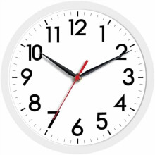 Leise batteriebetriebene Wanduhr, weiß, 8 Zoll