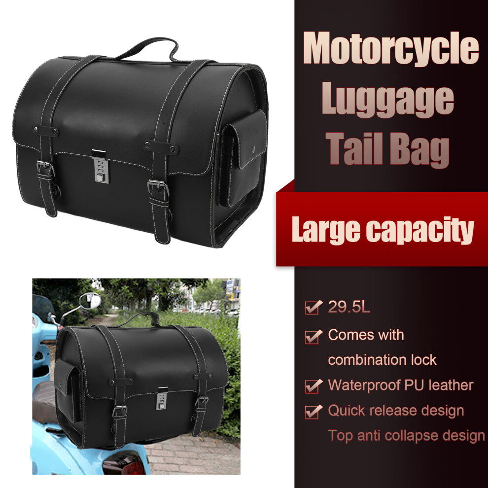 29.5L Motorcycle Tail Bag With Lock Black 7444352473120